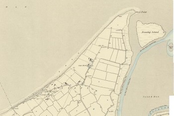 OS maps National Library of Scotland: OS Six Inch 1840s-1880s 110560 county layers Somerset Sheet XXXVIII.NW Surveyed 1886, Published 1886 showing Fenning Island, a reformed island derived from “Slab Batch
